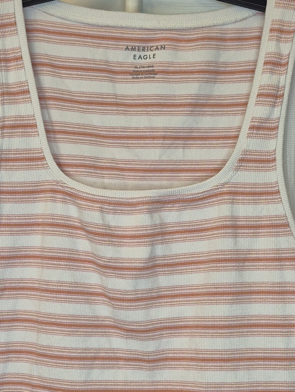 American Eagle Outfitters White and Pink Striped Tank Top Sz XL EUC - Picture 2 of 4